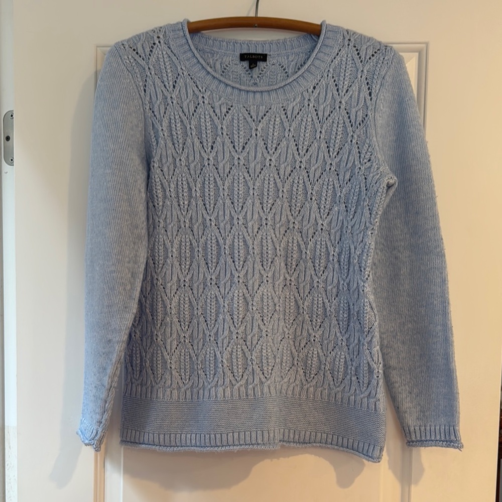 Talbots Light Blue Crew Neck Sweater Soft Knit Design